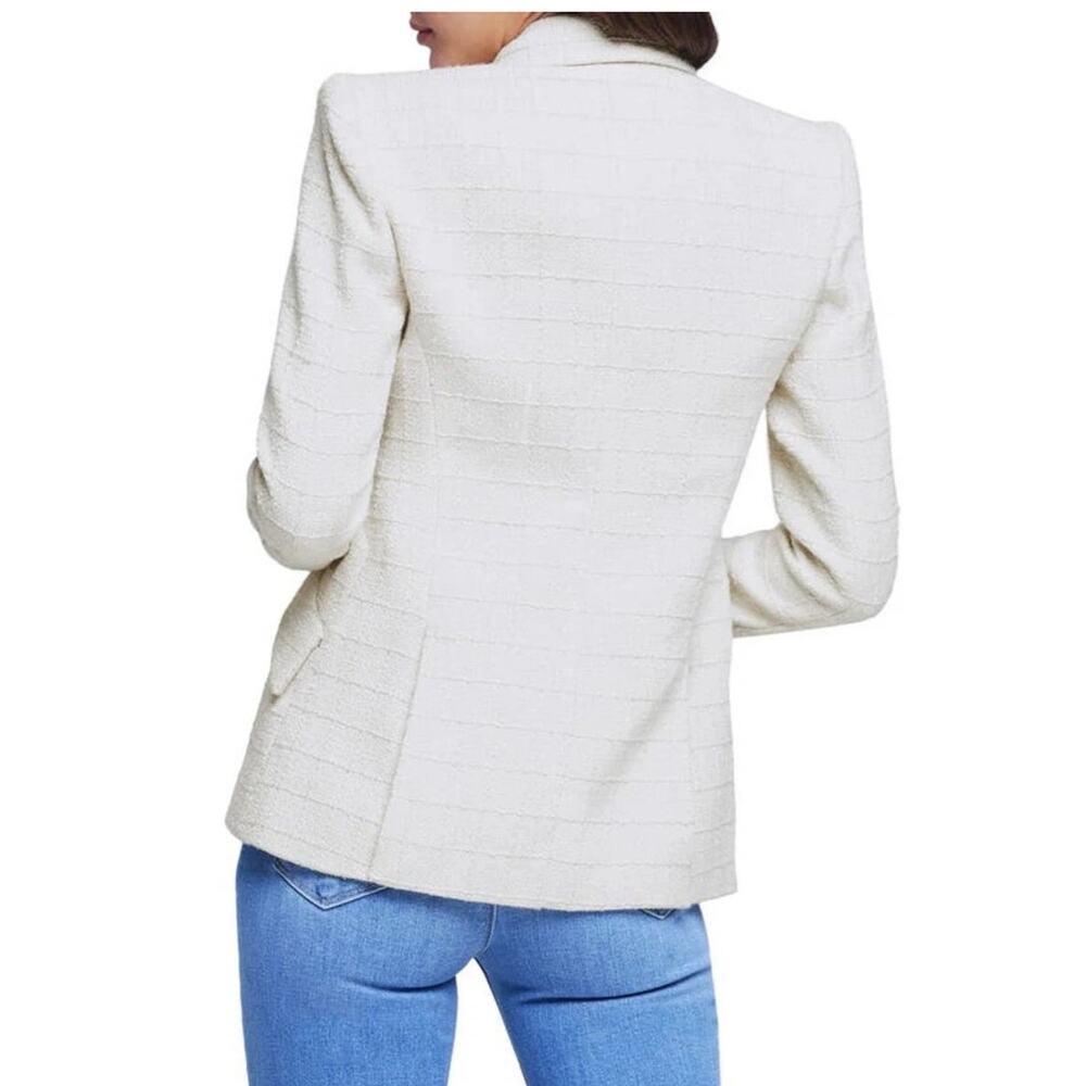 L'agence Chamberlain Blazer Single Button Safari Ecru Sparkle Cream 2 - Picture 4 of 16
